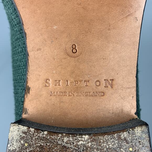 SHIPTON Size 8 Forest Green Woven Silk Embroidery Slippers Loafers - Picture 11 of 11